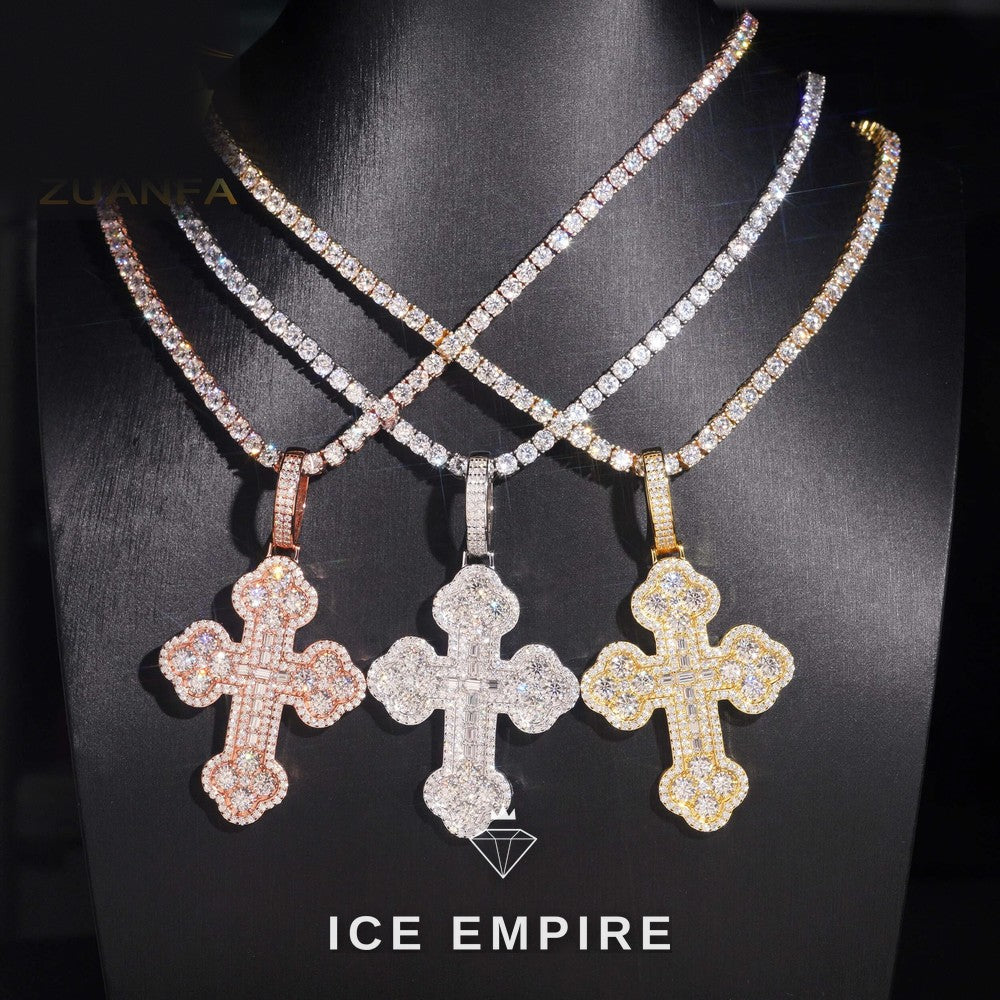 Iced Out Baguette 925 Silver Pendant
