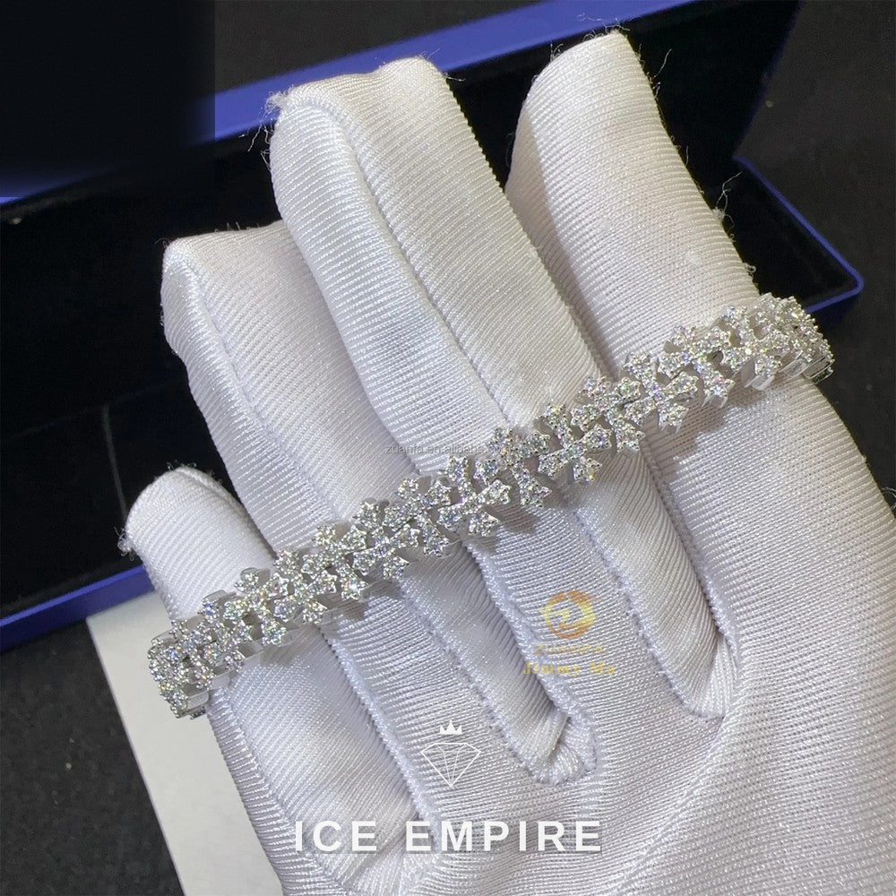 Iced Out Cross 925 Silver Moissanite Cuban Chain