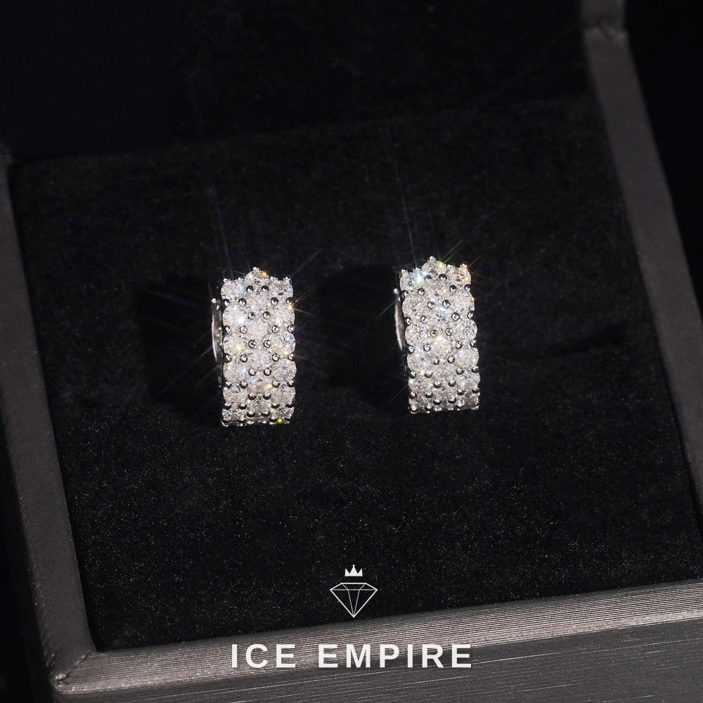Iced Out 925 Silver Moissanite Hoop Earrings
