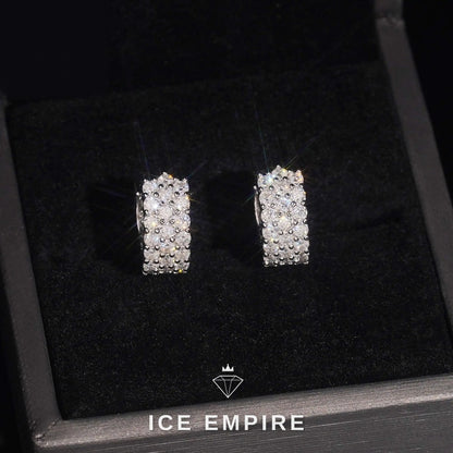 Iced Out 925 Silver Moissanite Hoop Earrings