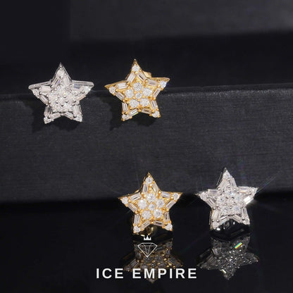 Iced Out Baguette Rose Gold Plated Moissanite Stud Earrings