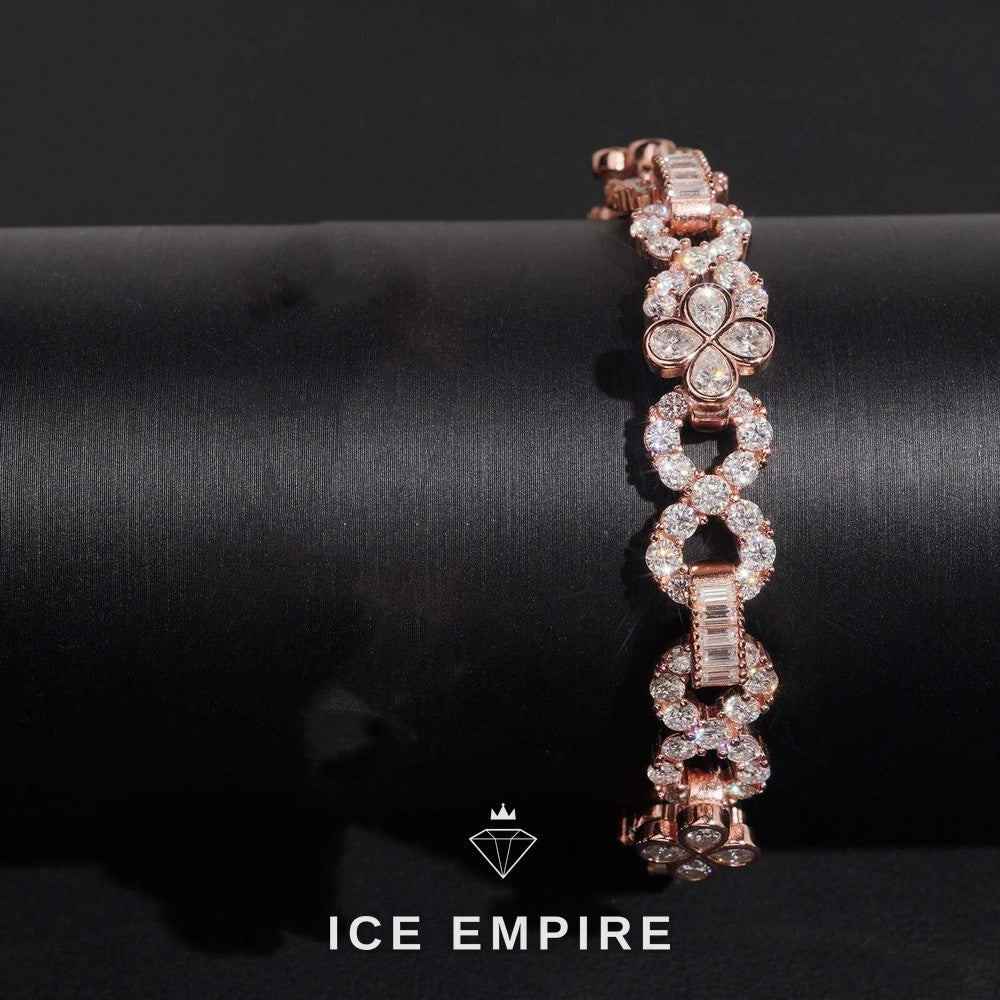 Iced Out Baguette Rose Gold Plated Moissanite Cuban Chain