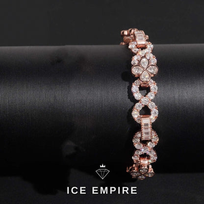 Iced Out Baguette Rose Gold Plated Moissanite Cuban Chain
