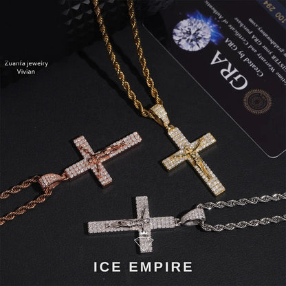 Iced Out Cross 925 Silver Moissanite Pendant