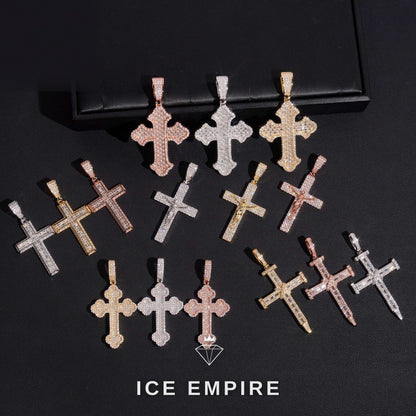Iced Out Cross Rose Gold Plated Moissanite Pendant