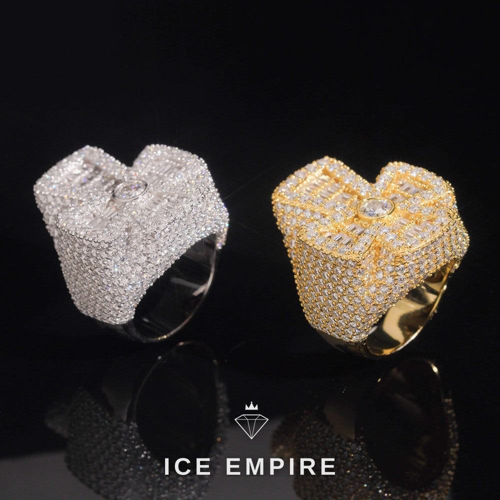 Iced Out Cross 925 Silver Moissanite Ring