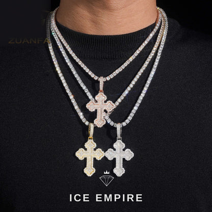 Iced Out Cross 925 Silver Pendant