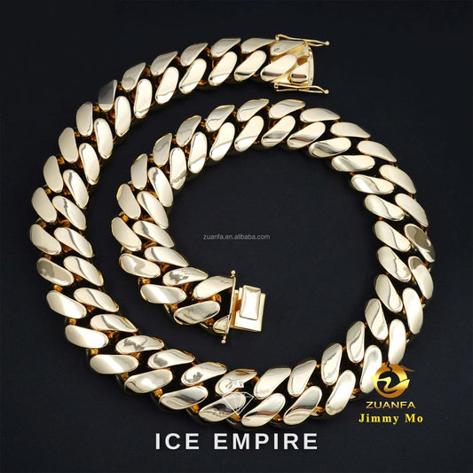 Iced Out 14K Gold Cuban Chain