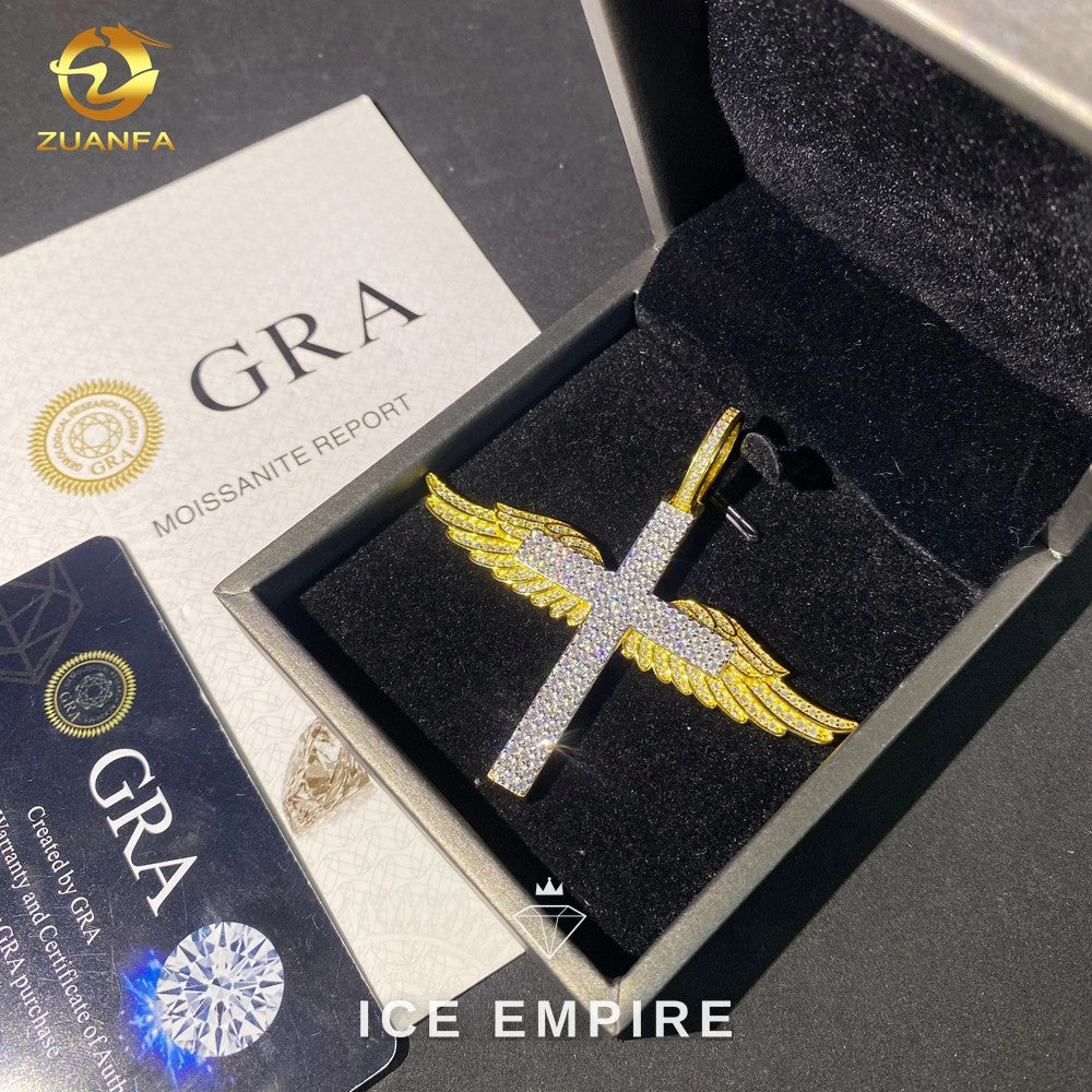 Iced Out Cross Gold Plated Moissanite Pendant