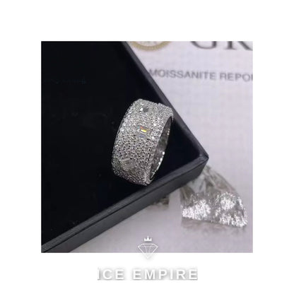 Iced Out 925 Silver Moissanite Ring