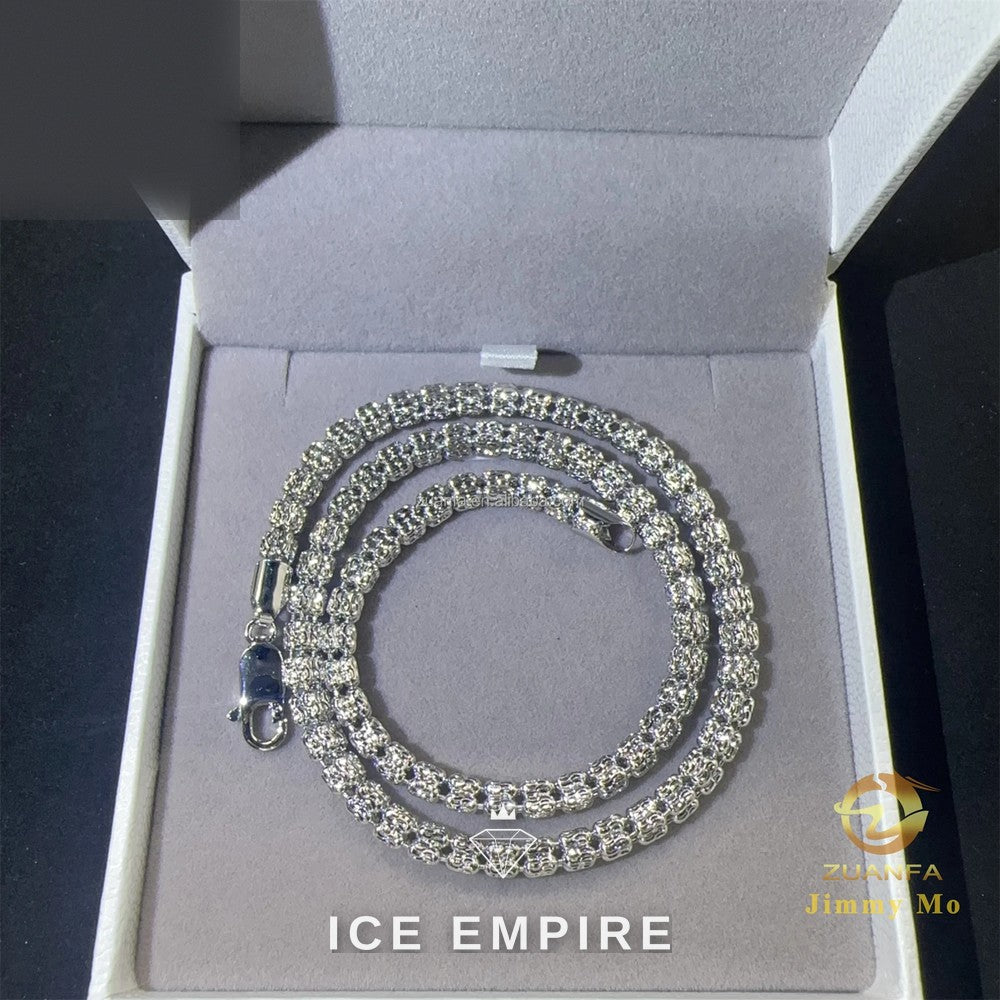 Iced Out 925 Silver Moissanite Cuban Chain