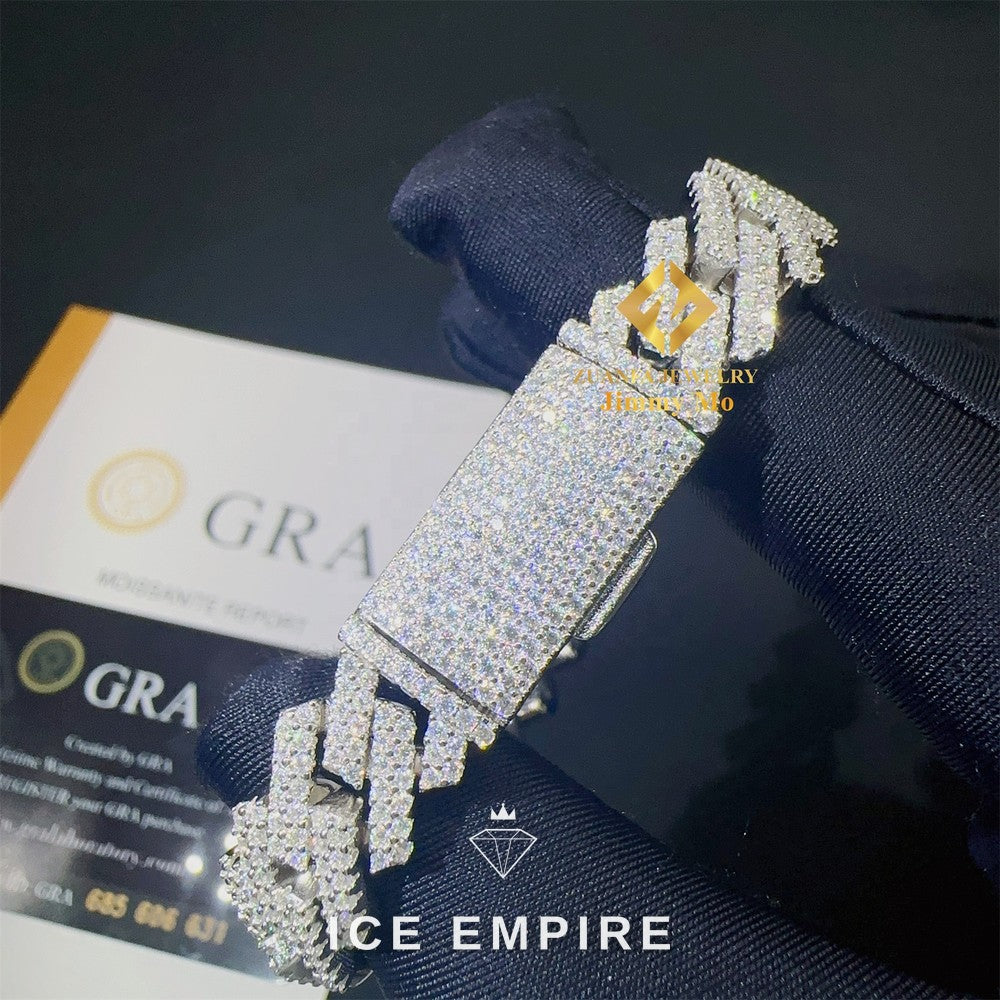 Iced Out 925 Silver Moissanite Cuban Chain