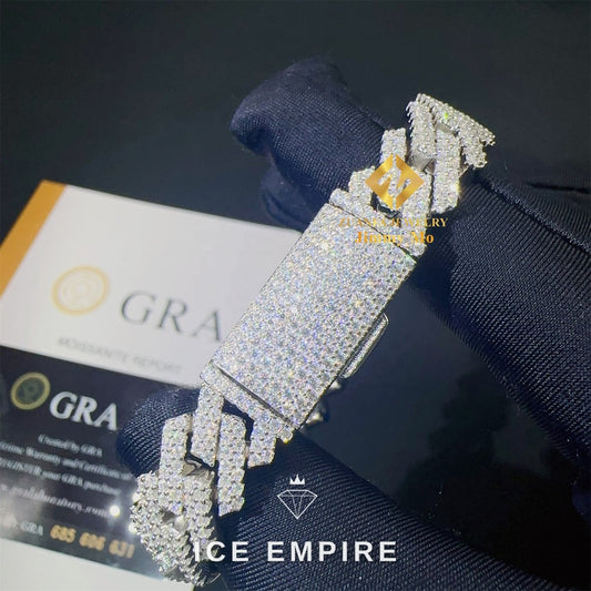 Iced Out 925 Silver Moissanite Cuban Chain