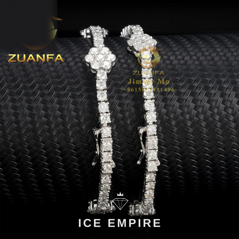 Iced Out 925 Silver Moissanite Tennis Chain