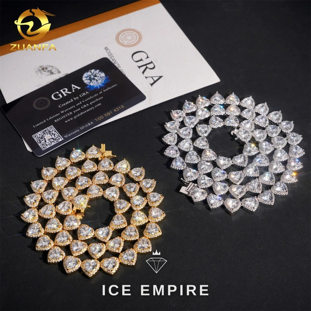 Iced Out Heart Rose Gold Plated Moissanite Cuban Chain
