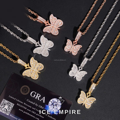 Iced Out Butterfly Gold Plated Pendant