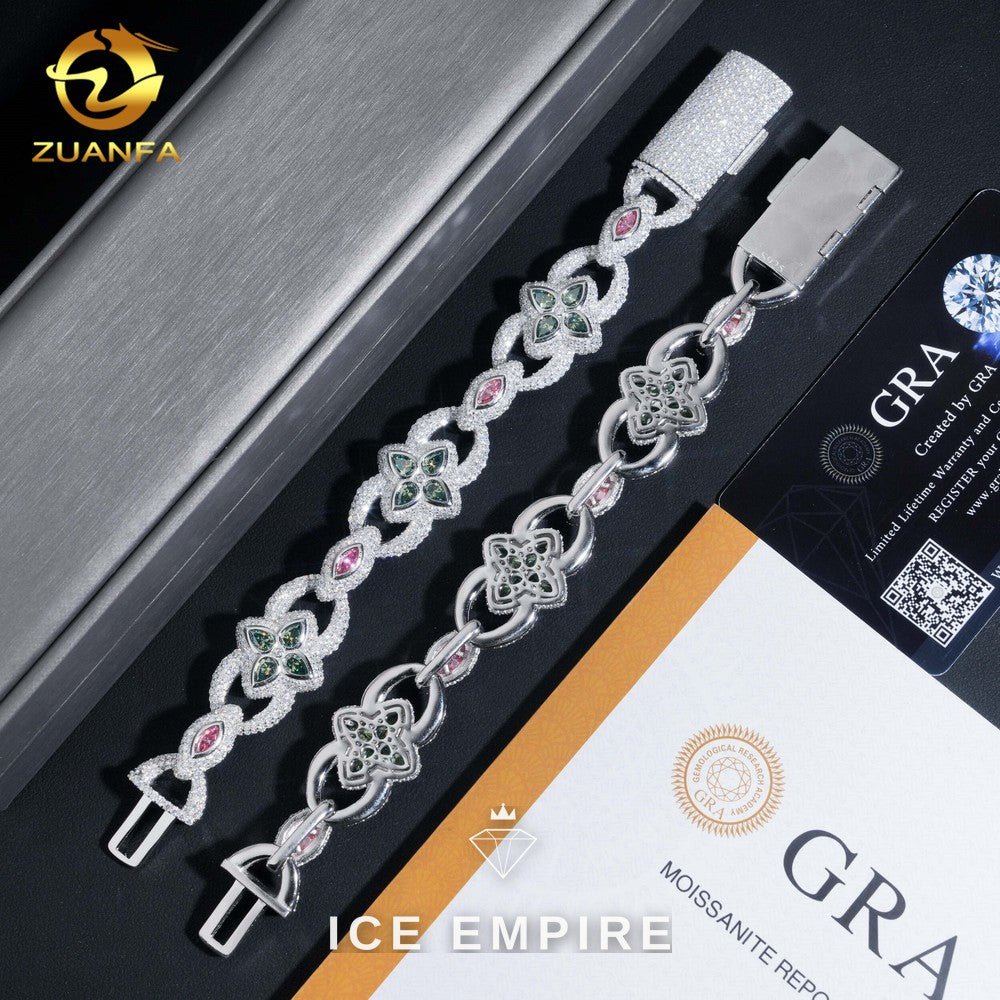 Iced Out 925 Silver Moissanite Cuban Chain