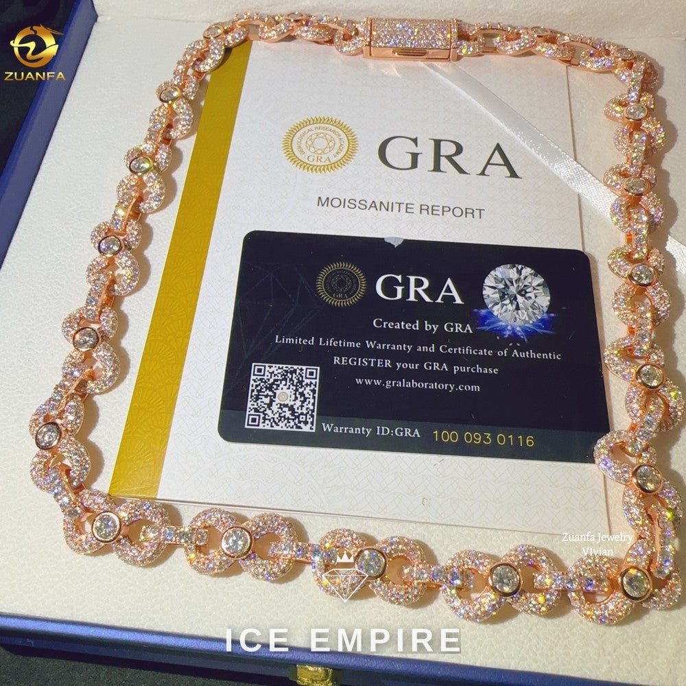 Iced Out Rose Gold Plated Moissanite Cuban Chain
