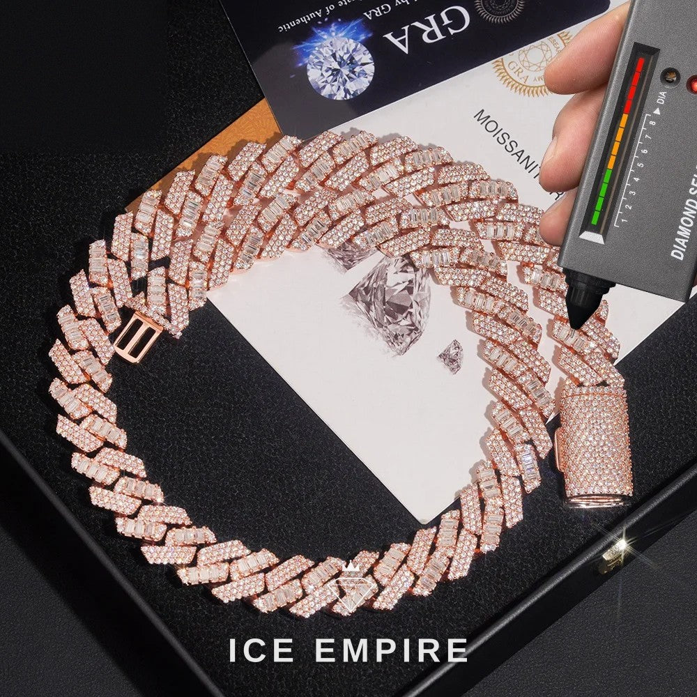 Iced Out Rose Gold Plated Moissanite Cuban Chain