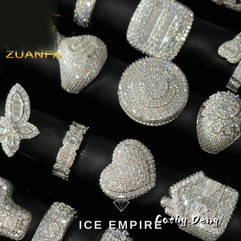 Iced Out 925 Silver Moissanite Ring