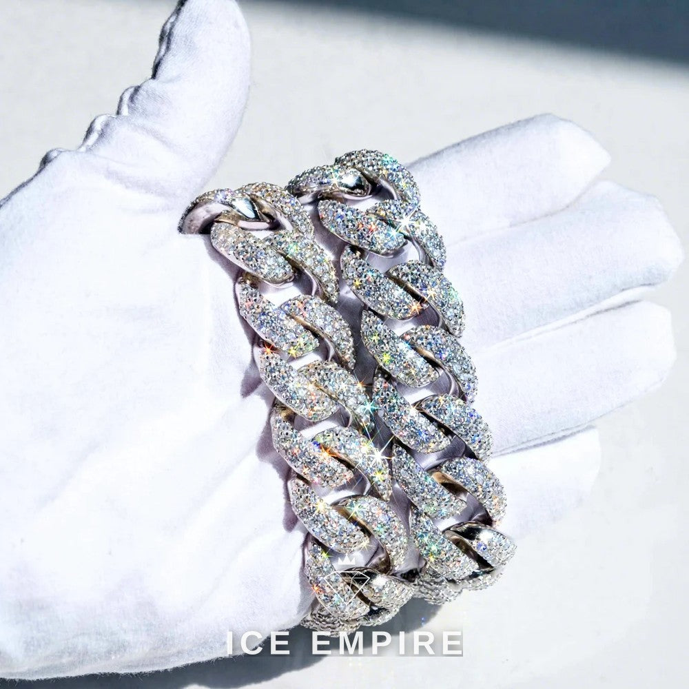 Iced Out 925 Silver Lab Grown Diamond Cuban Chain
