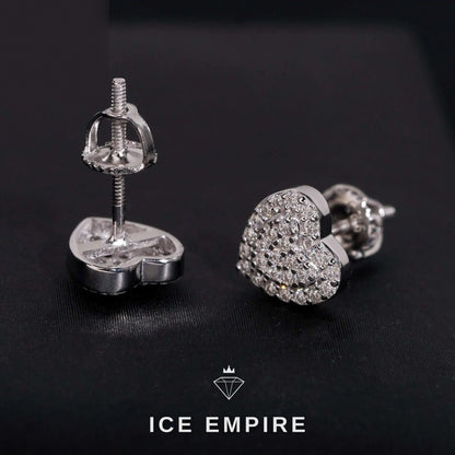 Iced Out Heart 14K Gold Moissanite Stud Earrings
