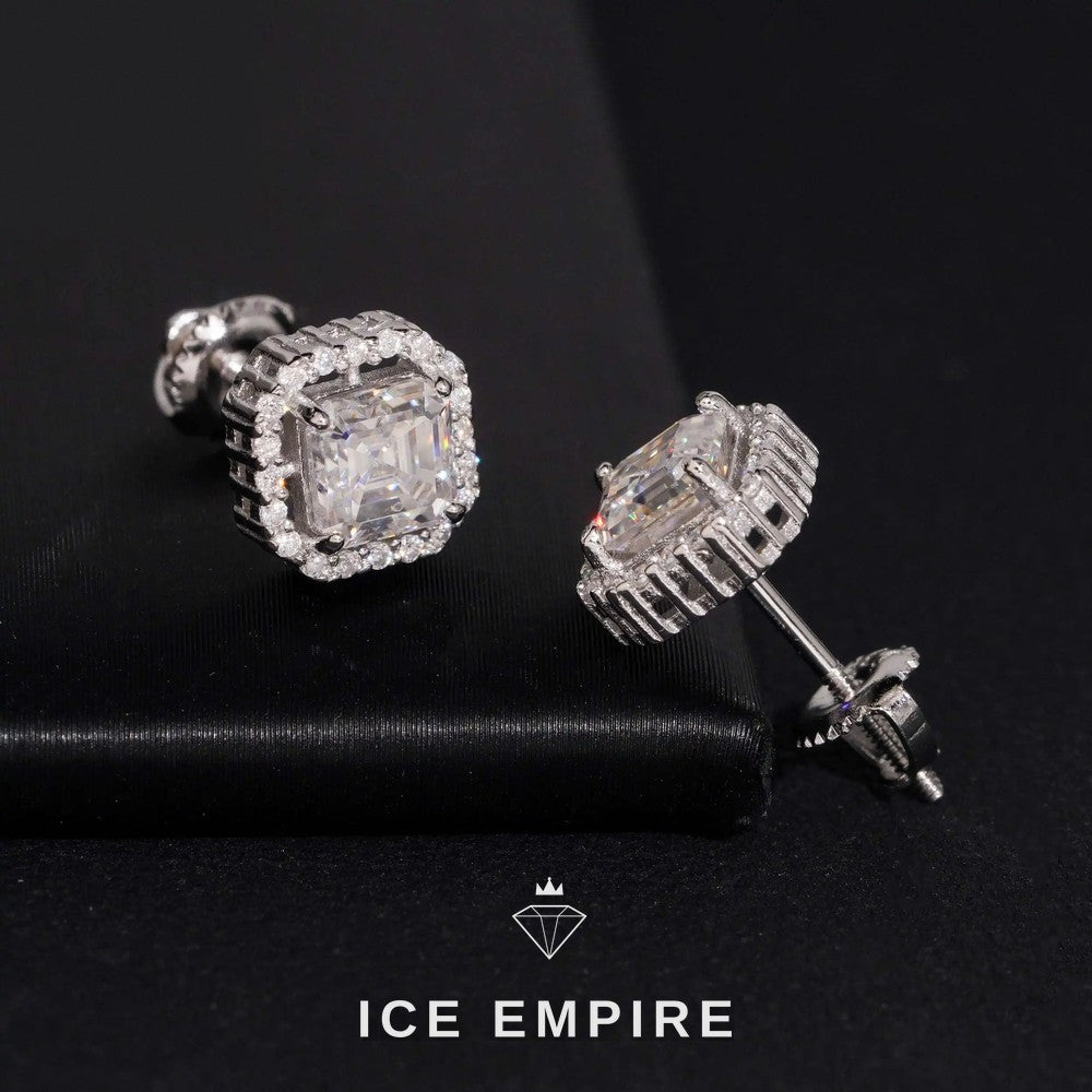 Iced Out Cluster Gold Plated Moissanite Stud Earrings