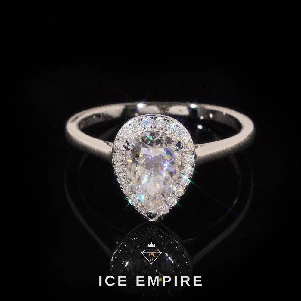 Iced Out 925 Silver Moissanite Engagement Ring