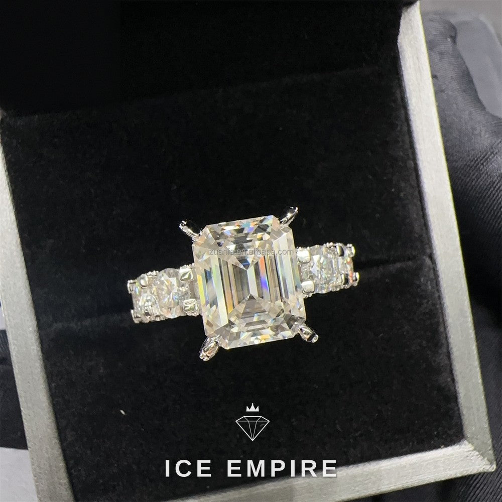 Iced Out 925 Silver Moissanite Engagement Ring