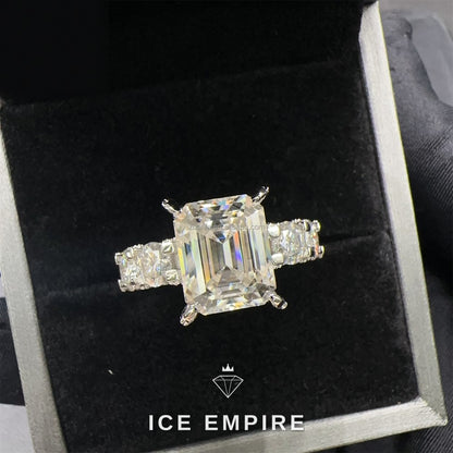 Iced Out 925 Silver Moissanite Engagement Ring