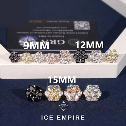 Iced Out Cluster 925 Silver Moissanite Stud Earrings
