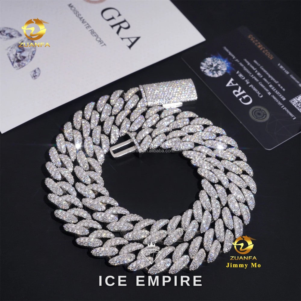 Iced Out 925 Silver Moissanite Cuban Chain