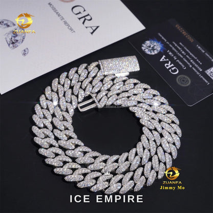 Iced Out 925 Silver Moissanite Cuban Chain