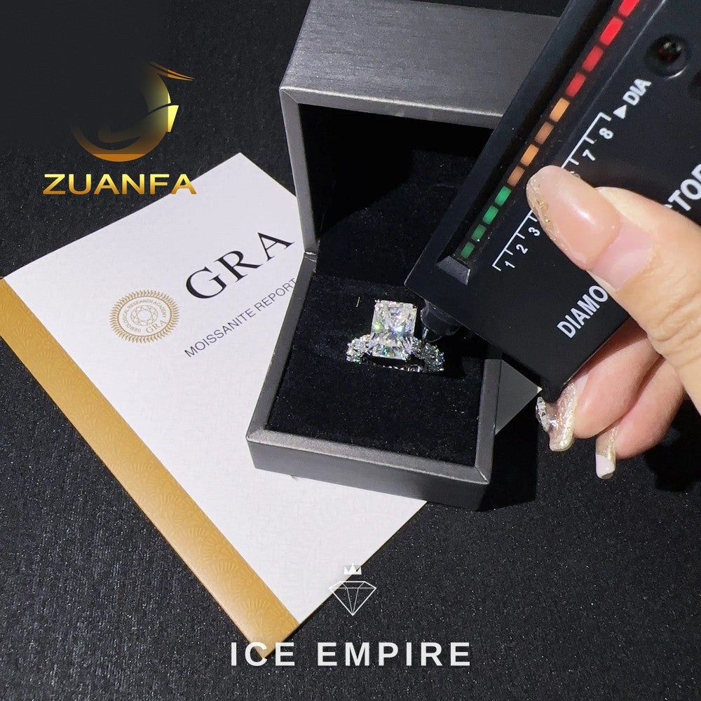 Iced Out 925 Silver Moissanite Wedding Band