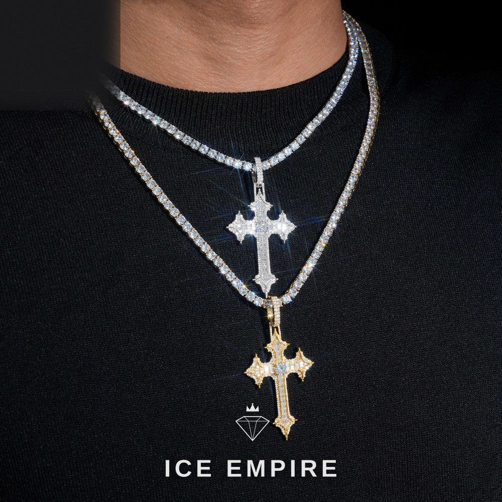 Iced Out Baguette 925 Silver Pendant