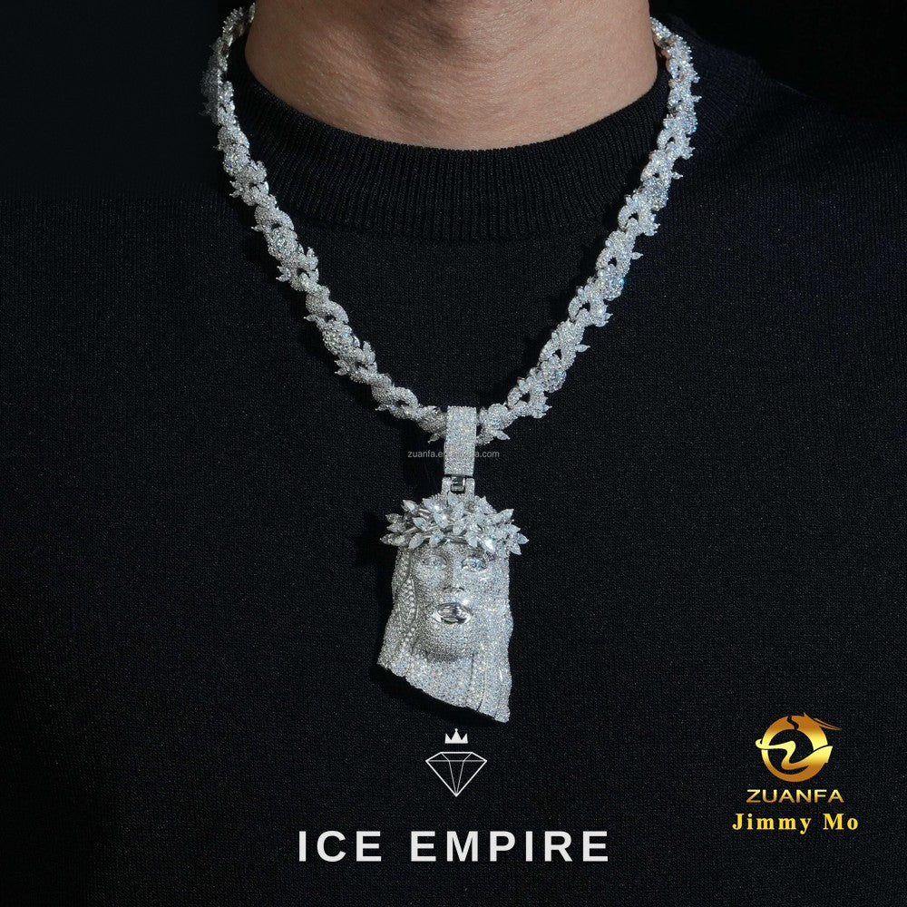 Iced Out 925 Silver Moissanite Cuban Chain