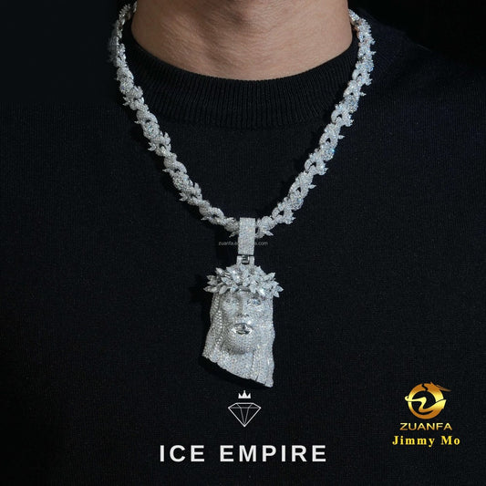 Iced Out 925 Silver Moissanite Cuban Chain
