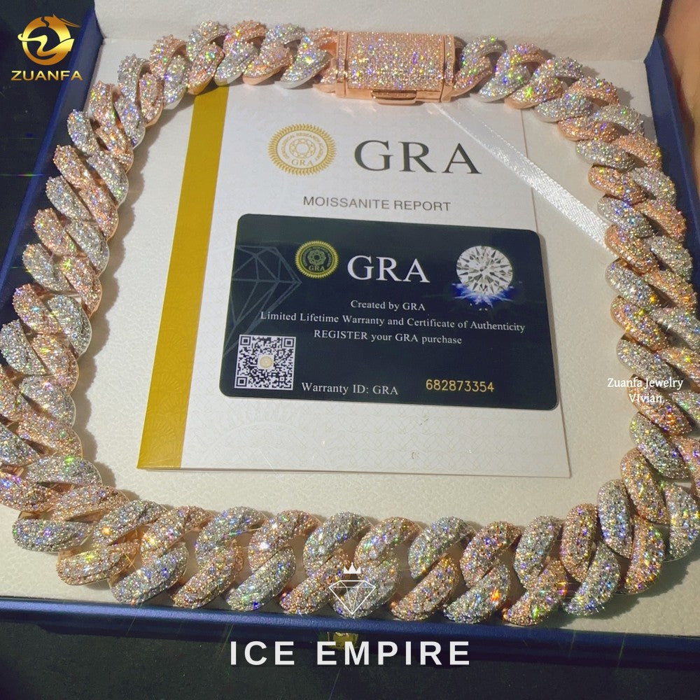 Iced Out Rose Gold Plated Moissanite Cuban Chain