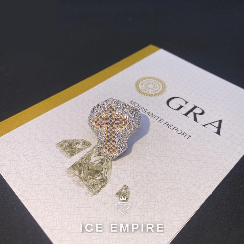 Iced Out Baguette Rose Gold Plated Moissanite Ring