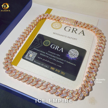 Iced Out Rose Gold Plated Moissanite Cuban Chain