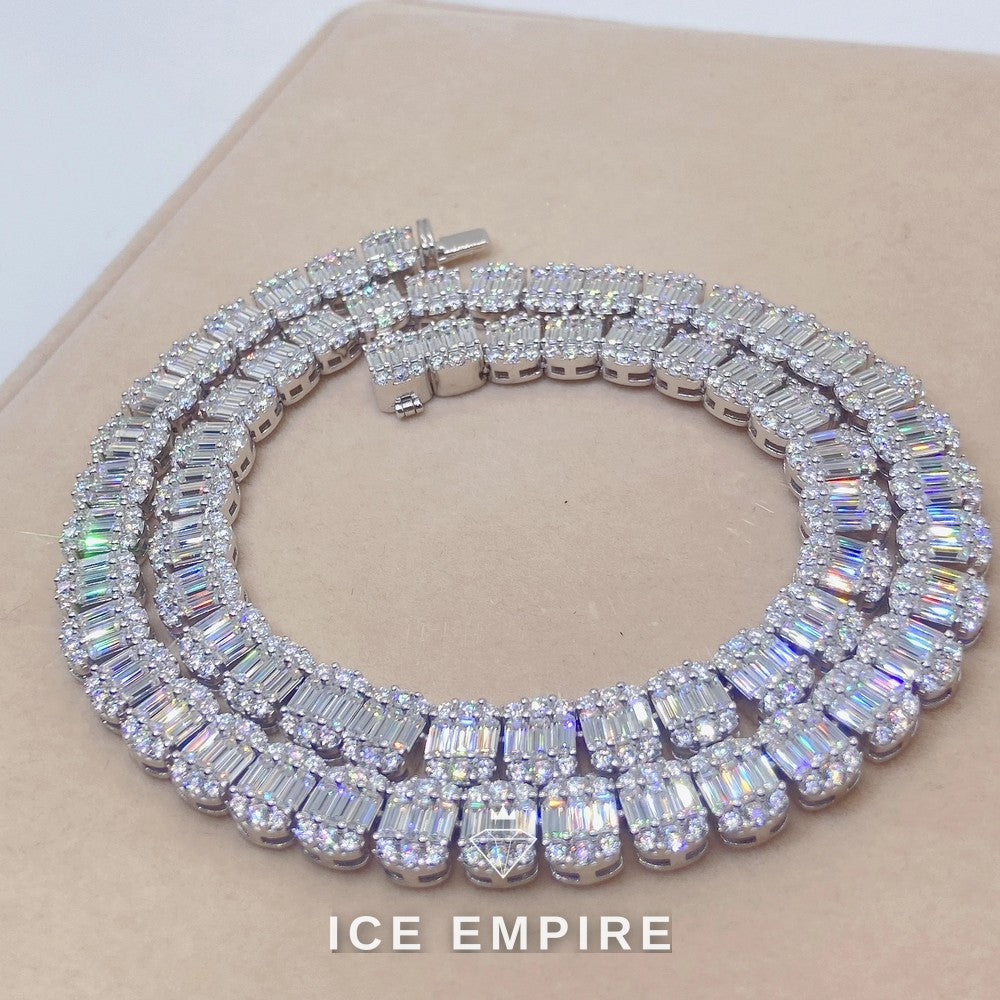 Iced Out Baguette Rose Gold Plated Moissanite Cuban Chain