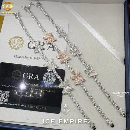 Iced Out 925 Silver Moissanite Tennis Chain