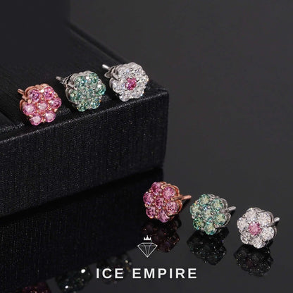 Iced Out Cluster 925 Silver Moissanite Stud Earrings