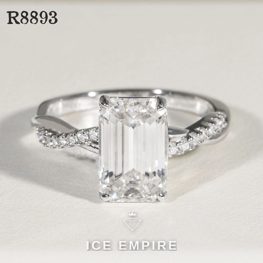 Iced Out 925 Silver Moissanite Engagement Ring
