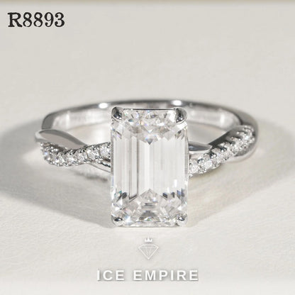 Iced Out 925 Silver Moissanite Engagement Ring