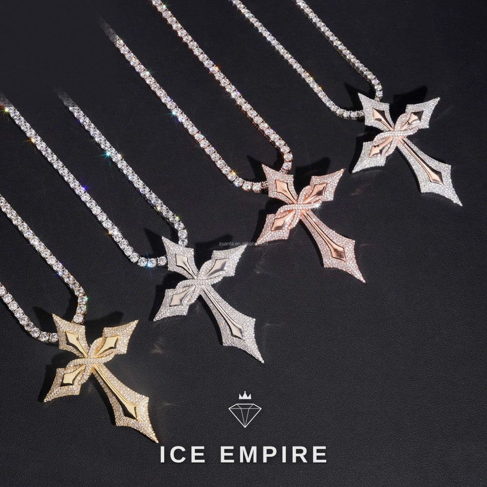 Iced Out Cross 925 Silver Moissanite Pendant