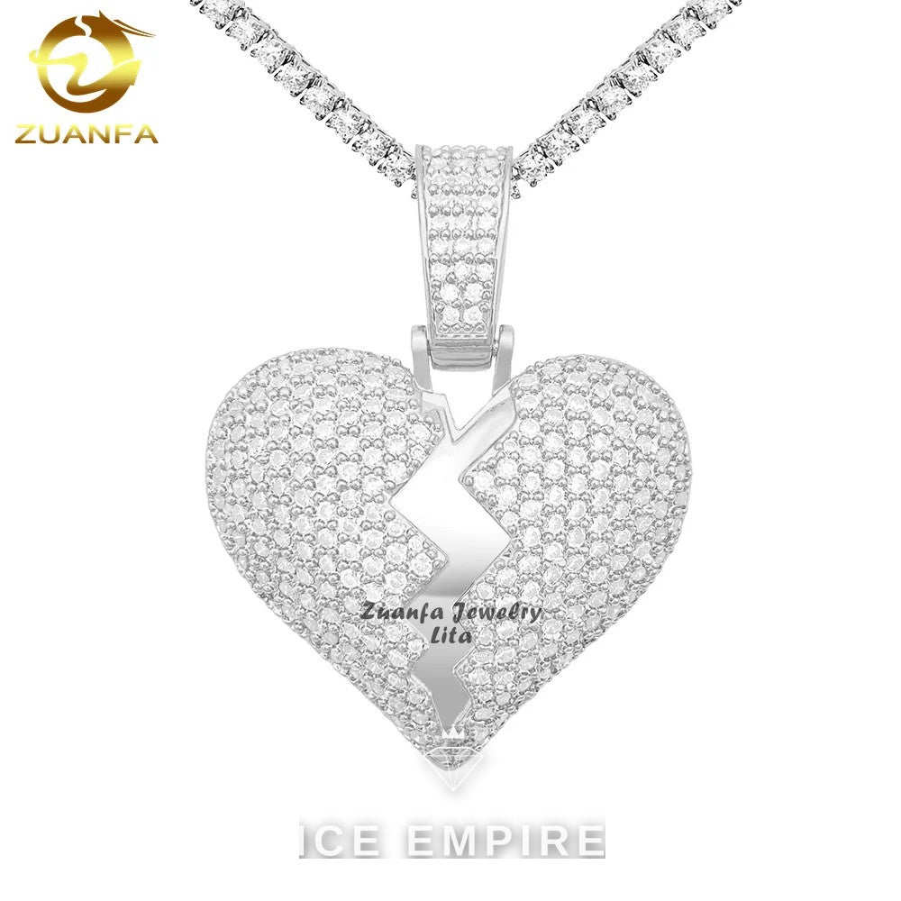 Iced Out Heart 925 Silver Moissanite Pendant