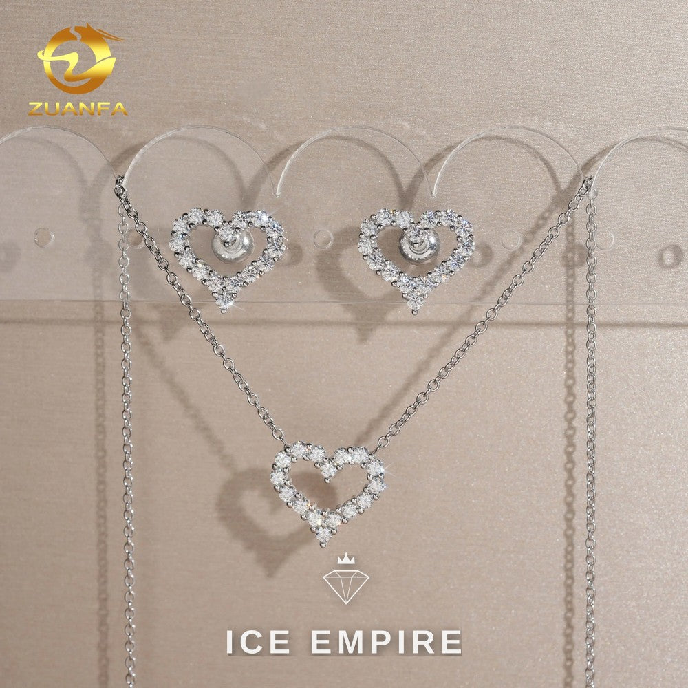 Iced Out Heart Rose Gold Plated Moissanite Earrings
