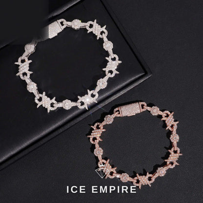 Iced Out Cross Rose Gold Plated Moissanite Tennis Bracelet