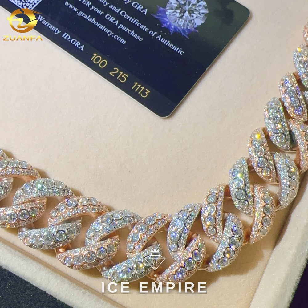 Iced Out Rose Gold Plated Moissanite Cuban Chain